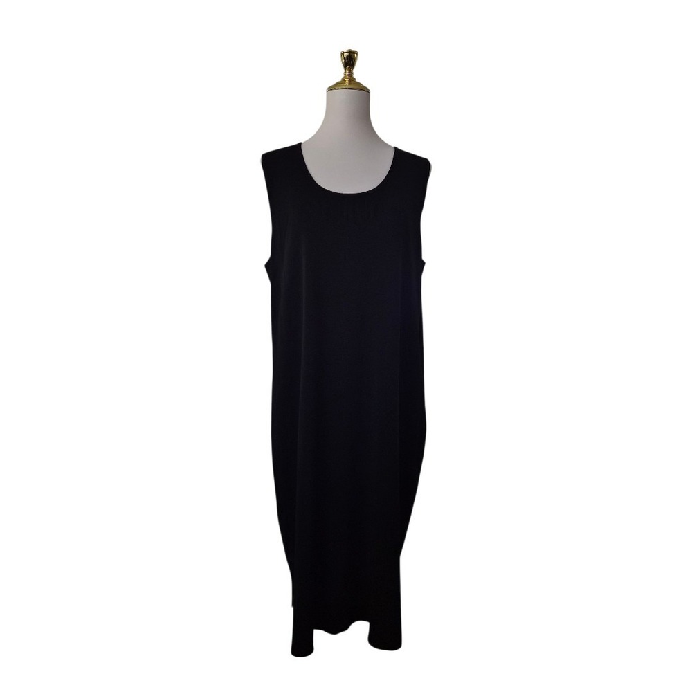 Ming‎ Wang Women's Large Sleeveless Sheath Knit Dress Solid Black